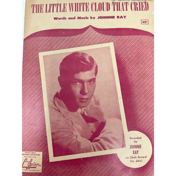 The Little White Cloud That Cried Sheet Music Johnnie Ray Okeh Record - Picture 2 of 5